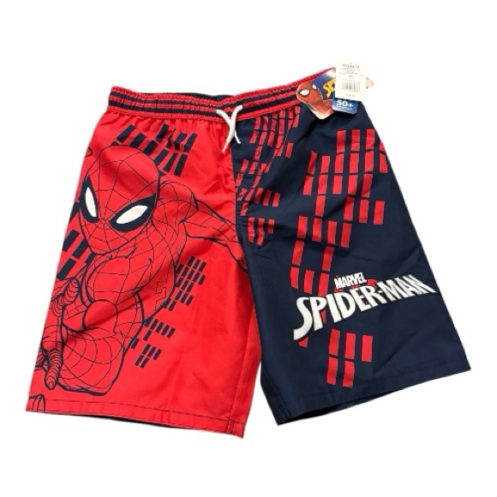 Marvel Spider-Man Boys Swim Trunks 12/14 NWT Quick Dry UPF 50+ Red Blue